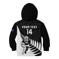 Personalised New Zealand Silver Fern Rugby Kid Hoodie All Black Go Champions Maori Pattern LT14