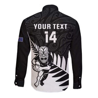 Personalised New Zealand Silver Fern Rugby Long Sleeve Button Shirt All Black Go Champions Maori Pattern LT14