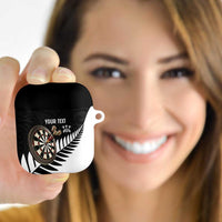 Personalised New Zealand Darts AirPods Case Silver Fern Aotearoa Maori Pattern LT14 Black - Polynesian Pride