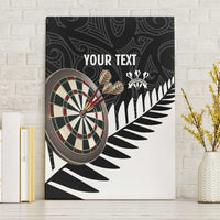 Personalised New Zealand Darts Canvas Wall Art Silver Fern Aotearoa Maori Pattern LT14 Without Frame Black - Polynesian Pride