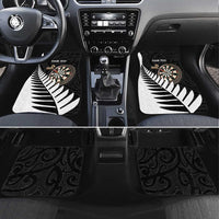 Personalised New Zealand Darts Car Mats Silver Fern Aotearoa Maori Pattern LT14 Set 4pcs Black - Polynesian Pride