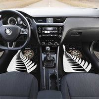 Personalised New Zealand Darts Car Mats Silver Fern Aotearoa Maori Pattern LT14 Set 2pcs - Front Black - Polynesian Pride