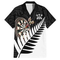Personalised New Zealand Darts Family Matching Off Shoulder Short Dress and Hawaiian Shirt Silver Fern Aotearoa Maori Pattern - Polynesian Pride