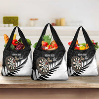 Personalised New Zealand Darts Grocery Bag Silver Fern Aotearoa Maori Pattern LT14 3-pack One Size Black - Polynesian Pride