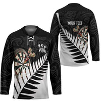 Personalised New Zealand Darts Hockey Jersey Silver Fern Aotearoa Maori Pattern LT14 - Polynesian Pride