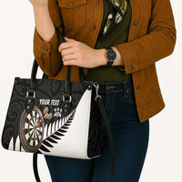 Personalised New Zealand Darts Leather Bag Silver Fern Aotearoa Maori Pattern - Polynesian Pride