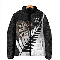 Personalised New Zealand Darts Padded Jacket Silver Fern Aotearoa Maori Pattern - Polynesian Pride