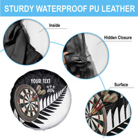 Personalised New Zealand Darts Spare Tire Cover Silver Fern Aotearoa Maori Pattern - Polynesian Pride