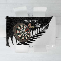 Personalised New Zealand Darts Tablecloth Silver Fern Aotearoa Maori Pattern LT14 Black - Polynesian Pride