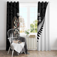 Personalised New Zealand Darts Window Curtain Silver Fern Aotearoa Maori Pattern - Polynesian Pride