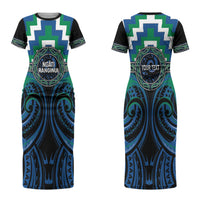 Aotearoa Ngati Ranginui Personalised Couples Matching Short Sleeve Bodycon Dress and Hawaiian Shirt Maori Iwi Poutama Puhoro Tattoo LT14 - Polynesian Pride