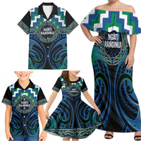 Aotearoa Ngati Ranginui Personalised Family Matching Off Shoulder Maxi Dress and Hawaiian Shirt Maori Iwi Poutama Puhoro Tattoo LT14 - Polynesian Pride