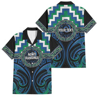 Aotearoa Ngati Ranginui Personalised Family Matching Off Shoulder Short Dress and Hawaiian Shirt Maori Iwi Poutama Puhoro Tattoo LT14 Dad's Shirt - Short Sleeve Green - Polynesian Pride