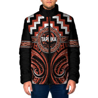 Aotearoa Tapuika Personalised Padded Jacket Maori Iwi Poutama Puhoro Tattoo LT14 Men Red - Polynesian Pride