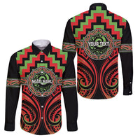 Aotearoa Ngati Maru Personalised Family Matching Summer Maxi Dress and Hawaiian Shirt Maori Iwi Poutama Puhoro Tattoo LT14 Dad's Shirt - Long Sleeve Red - Polynesian Pride