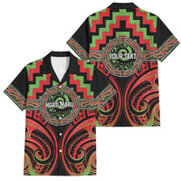Aotearoa Ngati Maru Personalised Family Matching Tank Maxi Dress and Hawaiian Shirt Maori Iwi Poutama Puhoro Tattoo LT14 Dad's Shirt - Short Sleeve Red - Polynesian Pride