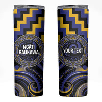 Aotearoa Ngati Raukawa Personalised Skinny Tumbler Maori Iwi Poutama Puhoro Tattoo LT14 Blue - Polynesian Pride