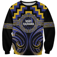 Aotearoa Ngati Raukawa Personalised Sweatshirt Maori Iwi Poutama Puhoro Tattoo LT14 Unisex Blue - Polynesian Pride