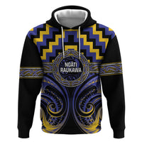 Aotearoa Ngati Raukawa Personalised Zip Hoodie Maori Iwi Poutama Puhoro Tattoo LT14 Pullover Hoodie Blue - Polynesian Pride
