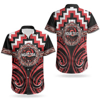 Aotearoa Ngati Toa Personalised Couples Matching Short Sleeve Bodycon Dress and Hawaiian Shirt Maori Iwi Poutama Puhoro Tattoo LT14 - Polynesian Pride