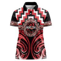 Aotearoa Ngati Toa Personalised Women Polo Shirt Maori Iwi Poutama Puhoro Tattoo LT14 Female Red - Polynesian Pride