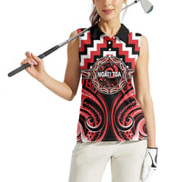 Aotearoa Ngati Toa Personalised Women Sleeveless Polo Shirt Maori Iwi Poutama Puhoro Tattoo LT14 - Polynesian Pride