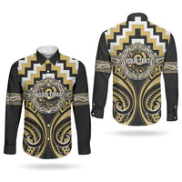 Aotearoa Ngati Tama Personalised Couples Matching Long Sleeve Bodycon Dress and Long Sleeve Button Shirt Maori Iwi Poutama Puhoro Tattoo LT14 - Polynesian Pride
