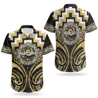 Aotearoa Ngati Tama Personalised Couples Matching Off Shoulder Short Dress and Hawaiian Shirt Maori Iwi Poutama Puhoro Tattoo LT14 - Polynesian Pride