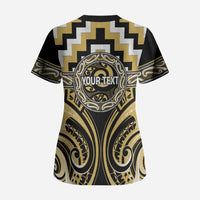 Aotearoa Ngati Tama Personalised Scrub Top Maori Iwi Poutama Puhoro Tattoo LT14 - Polynesian Pride