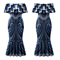 Aotearoa Ngati Ruanui Personalised Couples Matching Mermaid Dress and Hawaiian Shirt Maori Iwi Poutama Puhoro Tattoo LT14 - Polynesian Pride