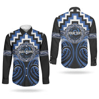 Aotearoa Ngati Ruanui Personalised Couples Matching Short Sleeve Bodycon Dress and Long Sleeve Button Shirt Maori Iwi Poutama Puhoro Tattoo LT14 - Polynesian Pride