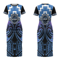Aotearoa Ngaruahine Personalised Couples Matching Short Sleeve Bodycon Dress and Hawaiian Shirt Maori Iwi Poutama Puhoro Tattoo LT14 - Polynesian Pride