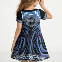 Aotearoa Ngaruahine Personalised Kid Short Sleeve Dress Maori Iwi Poutama Puhoro Tattoo LT14 - Polynesian Pride