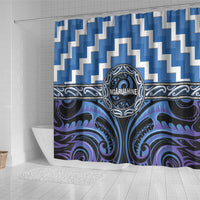 Aotearoa Ngaruahine Shower Curtain Maori Iwi Poutama Puhoro Tattoo LT14 - Polynesian Pride