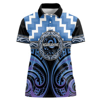 Aotearoa Ngaruahine Personalised Women Polo Shirt Maori Iwi Poutama Puhoro Tattoo LT14 Female Blue - Polynesian Pride