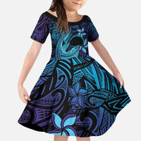 Nukuoro Atoll Family Matching Puletasi and Hawaiian Shirt Polynesian Shark Tattoo Purple Gradient Vibes