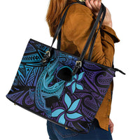 Nukuoro Atoll Leather Tote Bag Polynesian Shark Tattoo Purple Gradient Vibes LT14 - Polynesian Pride