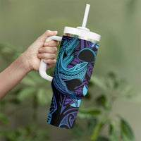 Nukuoro Atoll Tumbler With Handle Polynesian Shark Tattoo Purple Gradient Vibes LT14 - Polynesian Pride