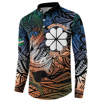 Personalised Kwajalein Atoll Button Sweatshirt Polynesian Shark Tattoo Gradient Vibes LT14 - Polynesian Pride