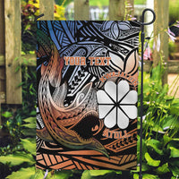 Personalised Kwajalein Atoll Garden Flag Polynesian Shark Tattoo Gradient Vibes LT14 Garden Flag Black - Polynesian Pride