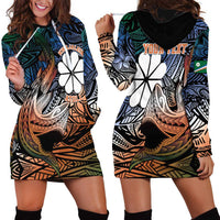 Personalised Kwajalein Atoll Hoodie Dress Polynesian Shark Tattoo Gradient Vibes LT14 - Polynesian Pride