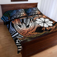 Personalised Kwajalein Atoll Quilt Bed Set Polynesian Shark Tattoo Gradient Vibes LT14 - Polynesian Pride