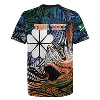 Personalised Kwajalein Atoll Rugby Jersey Polynesian Shark Tattoo Gradient Vibes