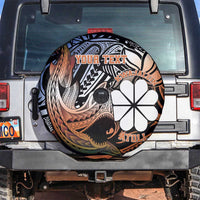 Personalised Kwajalein Atoll Spare Tire Cover Polynesian Shark Tattoo Gradient Vibes LT14 Black - Polynesian Pride