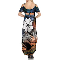 Personalised Kwajalein Atoll Summer Maxi Dress Polynesian Shark Tattoo Gradient Vibes LT14 - Polynesian Pride