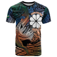 Personalised Kwajalein Atoll T Shirt Polynesian Shark Tattoo Gradient Vibes LT14 Black - Polynesian Pride