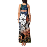Personalised Kwajalein Atoll Tank Maxi Dress Polynesian Shark Tattoo Gradient Vibes LT14 - Polynesian Pride