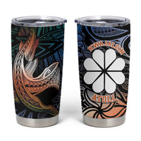 Kwajalein Atoll Tumbler Cup Polynesian Shark Tattoo Gradient Vibes LT14 Black - Polynesian Pride