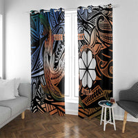 Personalised Kwajalein Atoll Window Curtain Polynesian Shark Tattoo Gradient Vibes LT14 With Grommets Black - Polynesian Pride