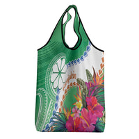 Marshall Islands Kwajalein Atoll Grocery Bag Curves Polynesian Mix Tropical Flowers LT14 - Polynesian Pride